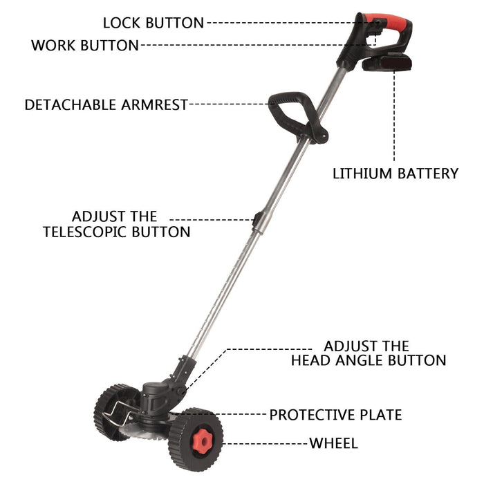 24v 1800w Cordless Grass Trimmer Lawn Grass Brush Cutter Blade Whipper Snipper + 2 Batteries - Battery Mate