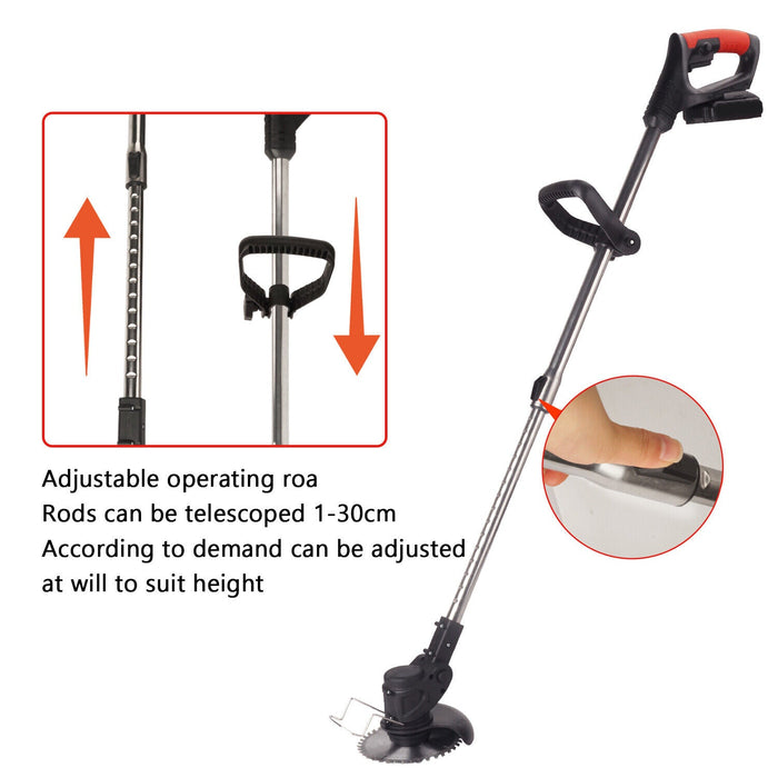 24v 1800w Cordless Grass Trimmer Lawn Grass Brush Cutter Blade Whipper Snipper + 2 Batteries - Battery Mate