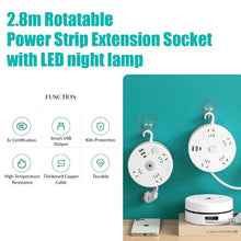 Load image into Gallery viewer, 2.8m Rotatable Extension Cord Power Strip 9 Outlets AC and USB Charging Ports AU - Battery Mate