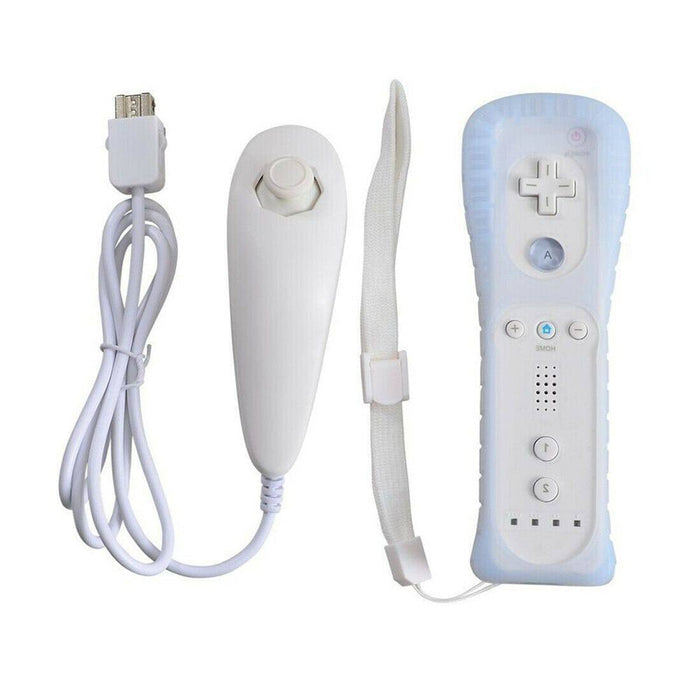 2in1 Built-in Motion Plus Remote Nunchuck Controller For Nintendo Wii - Battery Mate