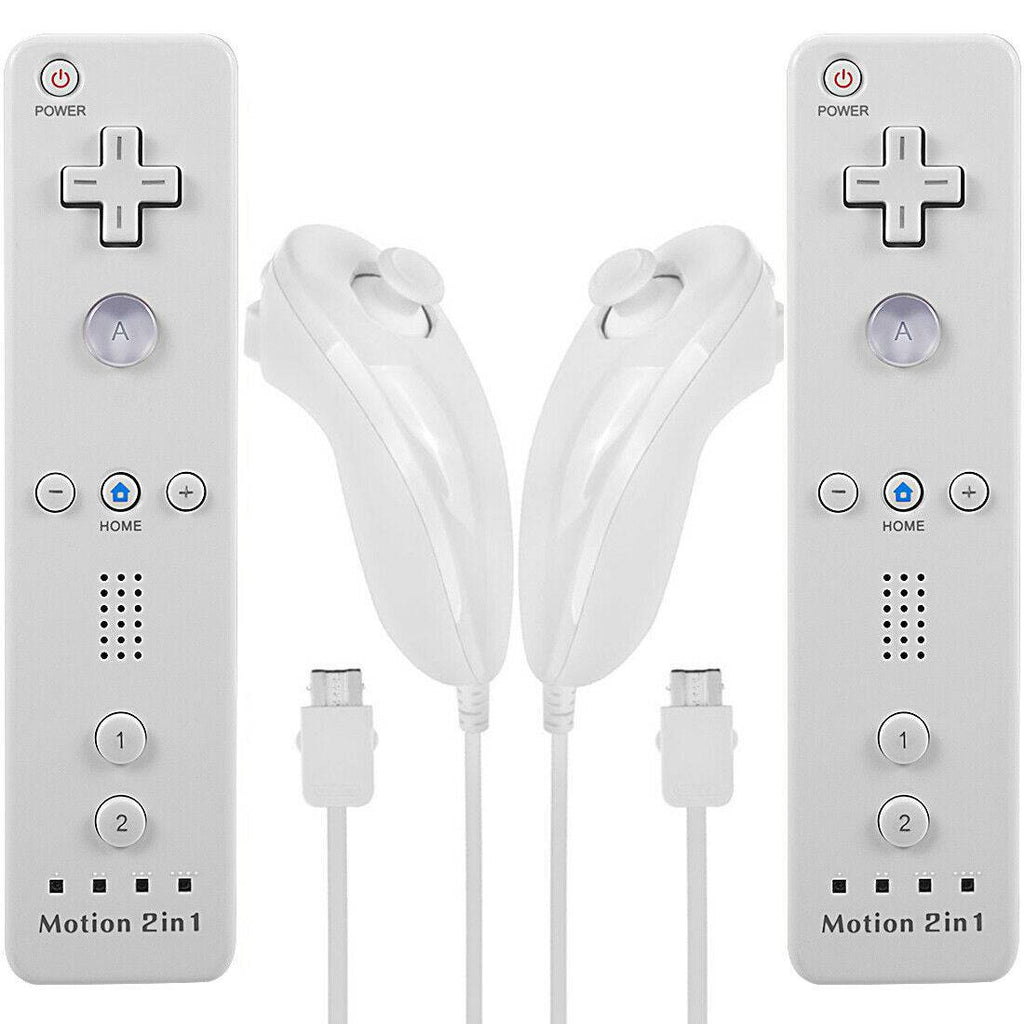 2in1 Built-in Motion Plus Remote Nunchuck Controller For Nintendo Wii - Battery Mate