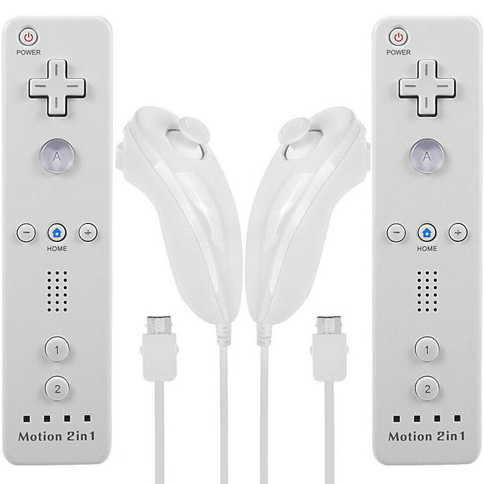 2in1 Built-in Motion Plus Remote Nunchuck Controller For Nintendo Wii - Battery Mate