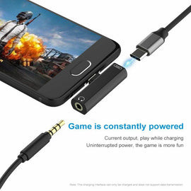 2in1 USB C Type-C to 3.5mm Headphone Jack AUX & Sync Data & Charge Cable Adapter - Battery Mate