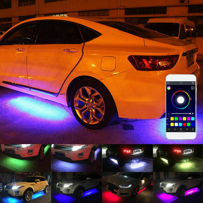 2X 120CM+ 2X 150CM RGB LED Underglow body Neon Light Kit App Under Car Tube Strip - Battery Mate
