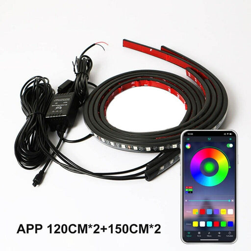 2X 120CM+ 2X 150CM RGB LED Underglow body Neon Light Kit App Under Car Tube Strip - Battery Mate