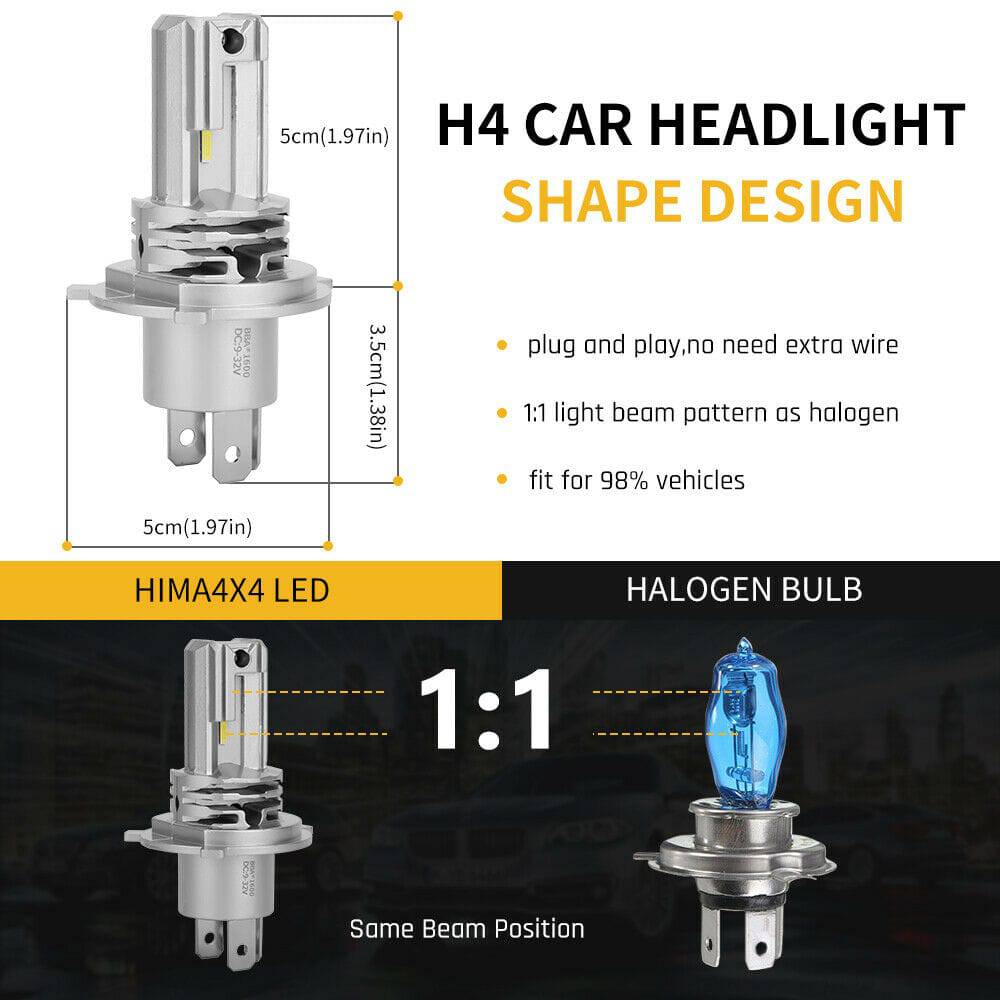 2X 1600LM LED H4 Headlight Globes Bulbs Conversion Kit Car Light High Low Beam - Battery Mate