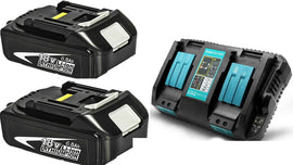 2x Replacement Battery + Charger Combo Compatible with Makita 18V Cordless Power Tools - Battery Mate