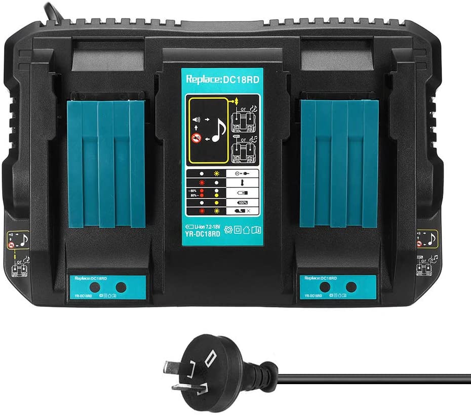 2x Replacement Battery + Charger Combo Compatible with Makita 18V Cordless Power Tools - Battery Mate