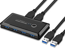 Load image into Gallery viewer, 2x4 USB 3.0 Switcher 2 PCs Sharing 4 USB Devices for Keyboard Mouse Printer - Battery Mate