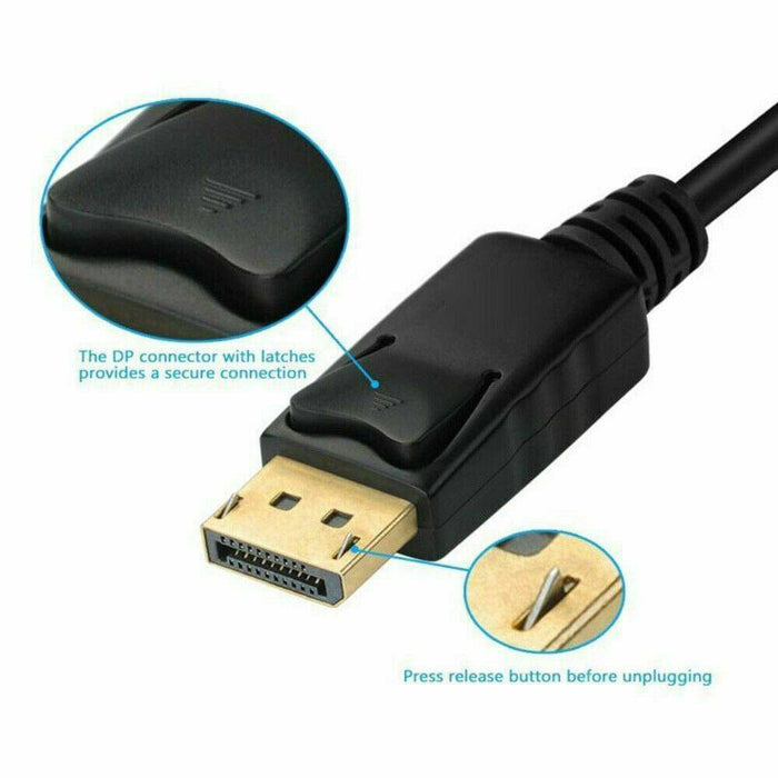 3 in 1 DisplayPort DP to HDMI DVI VGA Audio USB Adapter Converter Cable with 4K - Battery Mate