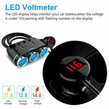 Load image into Gallery viewer, 3 Port Car Cigarette Lighter Socket Splitter Adapter + Dual USB Fast Charger - Battery Mate
