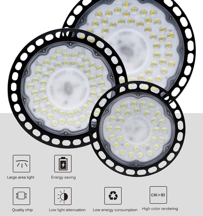 300W LED High Bay Light Low Bay UFO Factory Warehouse Industrial Light - Battery Mate