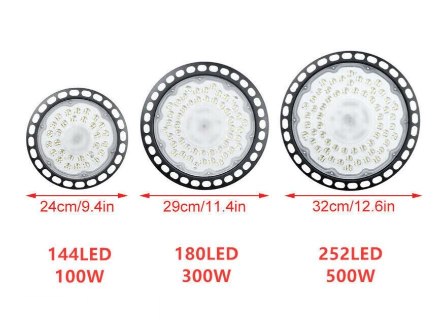 300W LED High Bay Light Low Bay UFO Factory Warehouse Industrial Light - Battery Mate