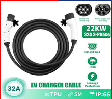 Load image into Gallery viewer, 32A/3Phase 22kW 5Meter EV Power Type 2 to Type 2 Charging Cable with Storage Bag - Battery Mate