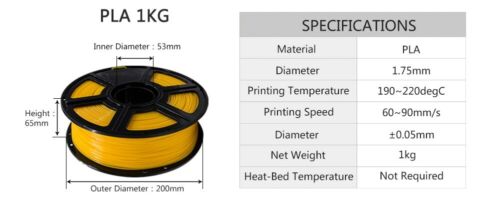 3D Printer Filament PLA 1KG - Orange - Battery Mate