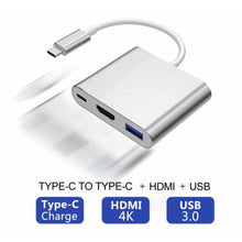 Load image into Gallery viewer, 3IN1 USB 3.1 Type-C USB-C to Female HUB 4K HD HDMI Data Charging Cable Adapter - Battery Mate