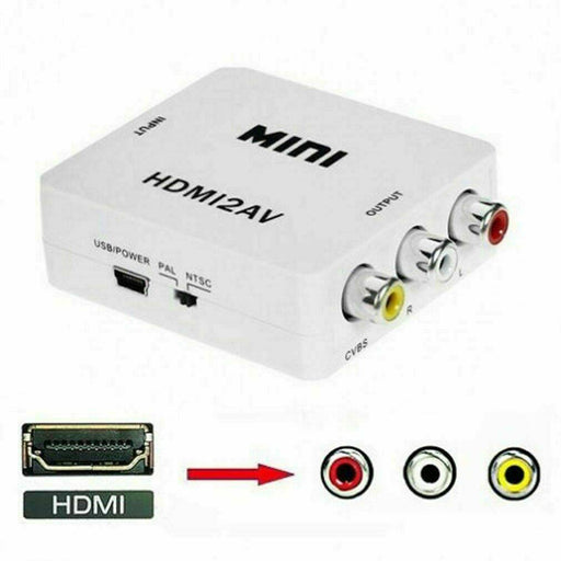 3RCA HDMI To AV Converter CVBS Video Cable HDMI2AV Converter 1080p upscaling - Battery Mate