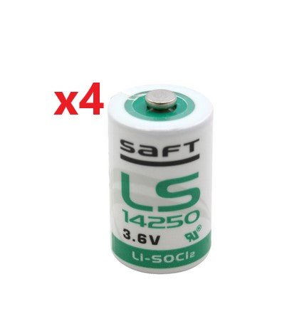 4 Pack | 3.6V 1/2 AA Lithium Battery 1.2Ah, Saft LS14250, R6 Li-SOCl2 - Battery Mate