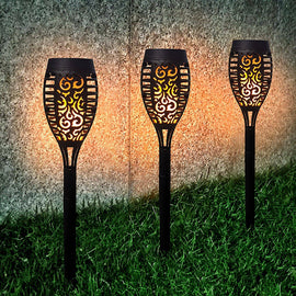 4 Pack Flame Solar Torch Light Waterproof Flickering Dancing Garden Lantern Lamp - Battery Mate