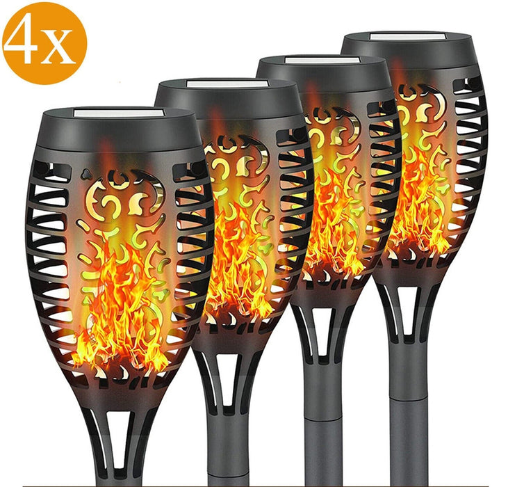 4 Pack Flame Solar Torch Light Waterproof Flickering Dancing Garden Lantern Lamp - Battery Mate