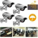 4 Pack | Solar Power Dummy Fake Security Camera Outdoor Blinking LED Light Surveillance