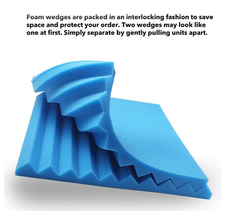 48 Pcs Acoustic Panel Soundproof Studio Foam for Wall Sound-Absorbing Panel | Blue - Battery Mate