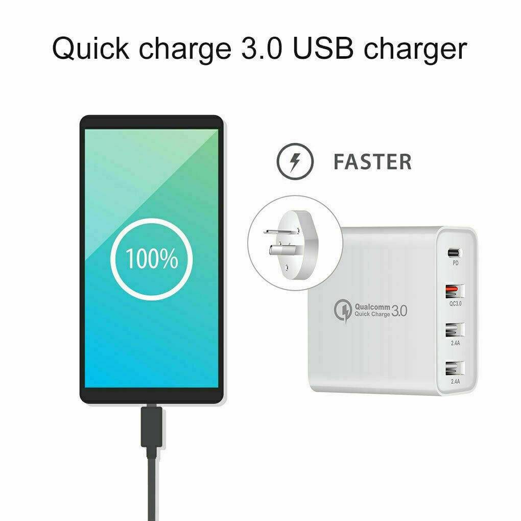 48W Fast Charger PD USB Type C Hub Wall Plug Travel Adapter with 4 ports - Battery Mate