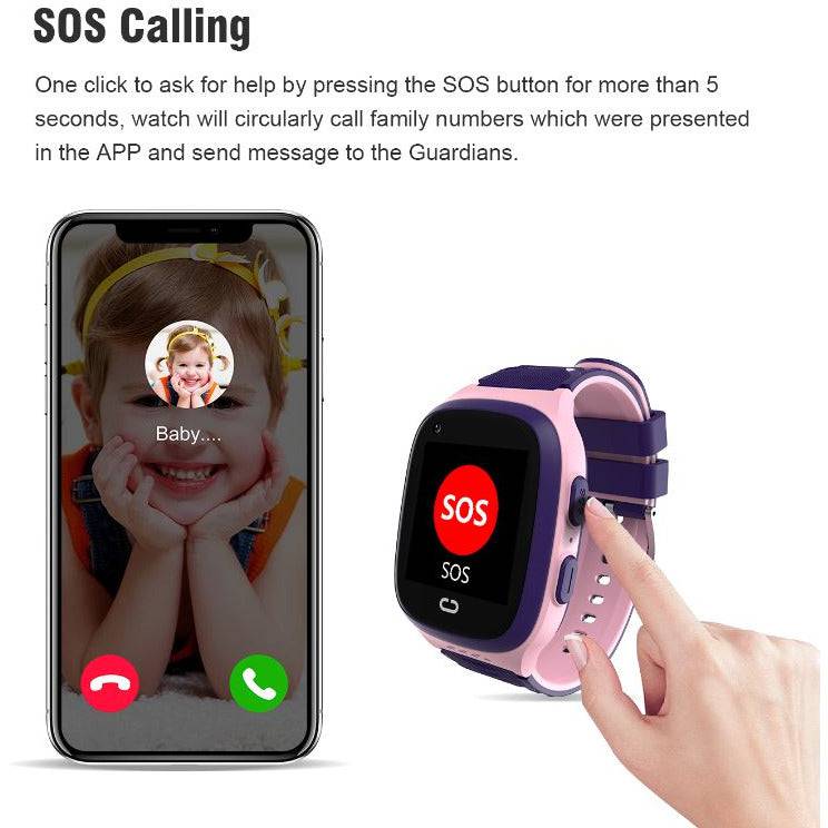 4G Kids Smart Watch GPS Tracker WIFI SOS Camera Video Call Smartwatch Gifts | Pink - Battery Mate