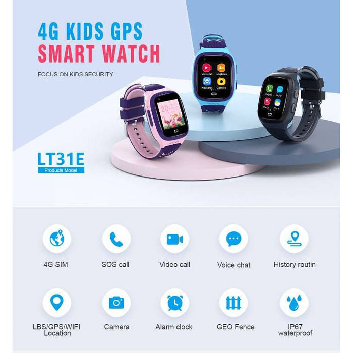 4G Kids Smart Watch GPS Tracker WIFI SOS Camera Video Call Smartwatch Gifts | Pink - Battery Mate