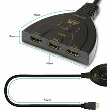 Load image into Gallery viewer, 4K Ultra HD 3 Way HDMI Switch Box Splitter HDTV 1080P Auto 3 Port IN 1 OUT Cable - Battery Mate