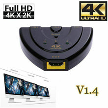 Load image into Gallery viewer, 4K Ultra HD 3 Way HDMI Switch Box Splitter HDTV 1080P Auto 3 Port IN 1 OUT Cable - Battery Mate