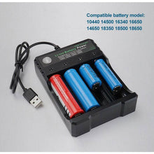 Load image into Gallery viewer, 4x 3.7V 18650 Li-ion Rechargeable Battery + USB Smart Charger Indicator - Battery Mate