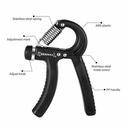 5-60Kg Adjustable Power Hand Grip Forearm Exerciser Gripper Strengthener Trainer - Battery Mate