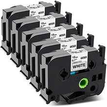 Load image into Gallery viewer, 5 Pack Brother TZe-241 Compatible 18mm Black Text on White Laminated Tape - 8 meters - Battery Mate