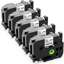 Load image into Gallery viewer, 5 Pack Brother TZe-251 Compatible 24mm Black Text on White Laminated Tape - 8 meters - Battery Mate