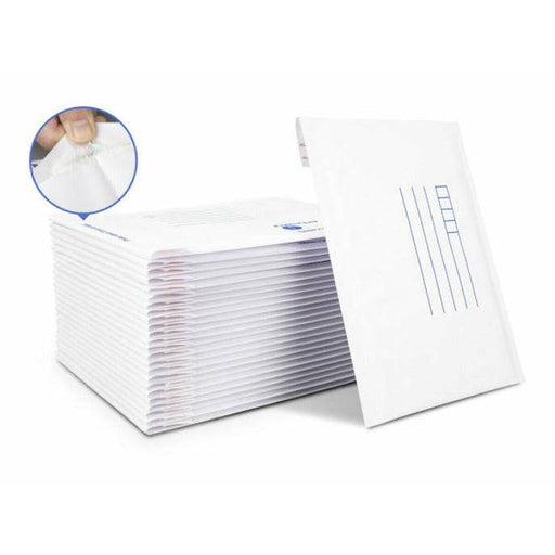 50 Pieces | Bubble Mailer 01 Plain White 140 mm x 210 mm Padded Bag Envelope - Battery Mate