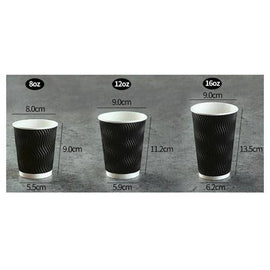 [500] Disposable Coffee Cups 8oz 12oz 16oz Bulk Paper Triple Wall Take Away - Battery Mate