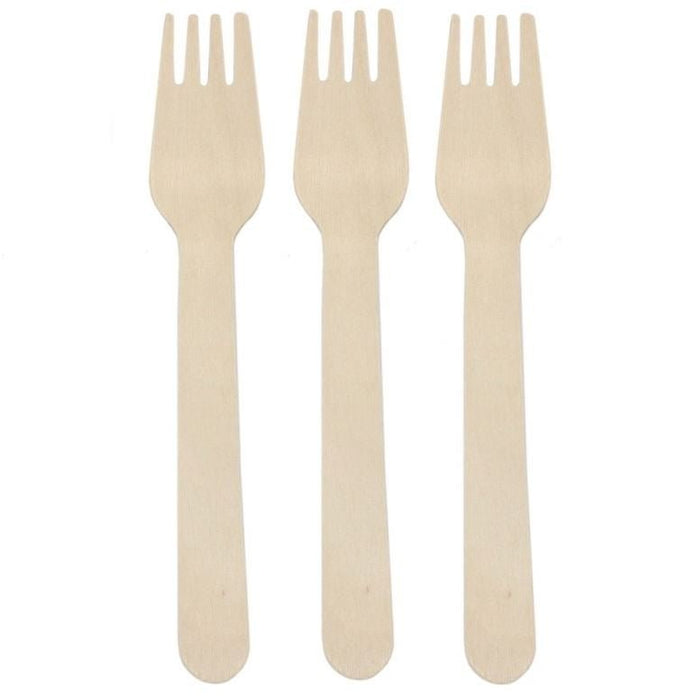 500 Pack | Eco Friendly Wooden Cutlery Fork Natural - Battery Mate