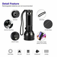Load image into Gallery viewer, 51 LED UV Flashlight Torch Light Lamp Ultraviolet Blacklight Aluminum 395 nM AUS - Battery Mate