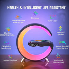 Load image into Gallery viewer, 5in1 15W Wireless Fast Charger Smart Bluetooth Speaker with Alarm Clock LED Lamp - Battery Mate