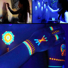 Load image into Gallery viewer, 6 Tubes 25ml Art Body Paint Glow inLight Face &amp; Body Paint with 6 Colors Glow Blacklight Neon Fluorescent for Party Clubbing Festival Halloween Makeup - Battery Mate