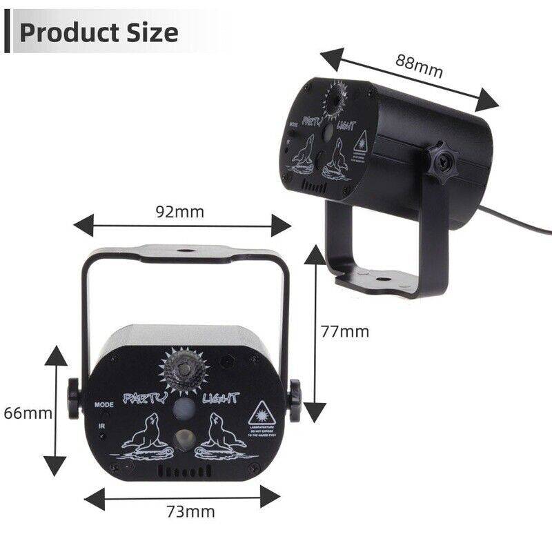 60 Patterns LED Stage Lighting RGB Laser Projector Disco Party Club DJ Lights AU - Battery Mate