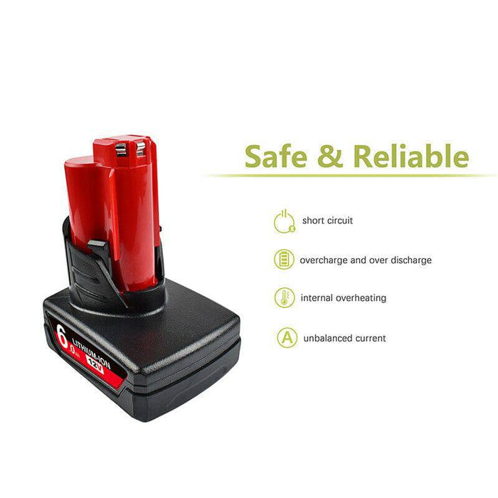 6.0Ah Li-ion Battery For Milwaukee M12 48-11-2440 48-11-2412 48-11-2402 Tools - Battery Mate