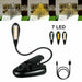 7 LED Reading Light USB Rechargeable Clip On Bed Book Reading Lamp Stand Light - Battery Mate