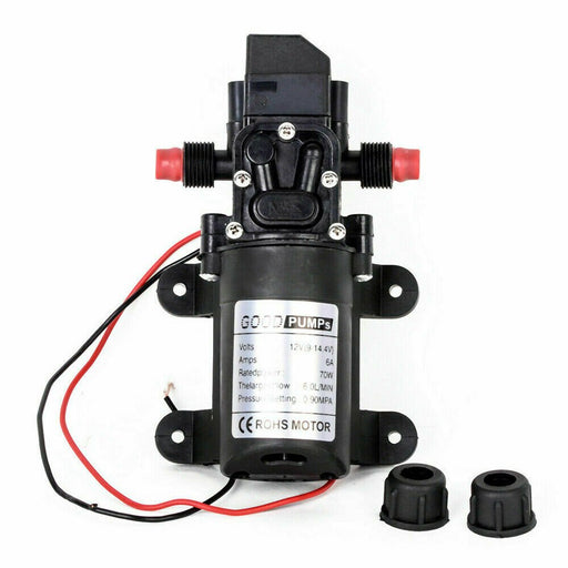 70W Water Pump 6L/Min 12V 130PSI High Pressure Self-Priming Caravan Camping Boat - Battery Mate