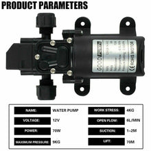 Load image into Gallery viewer, 70W Water Pump 6L/Min 12V 130PSI High Pressure Self-Priming Caravan Camping Boat - Battery Mate