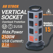Load image into Gallery viewer, 7/15 Ports AC Outlets 2USB Power Strip Tower Surge Protector Power Board Charger - Battery Mate