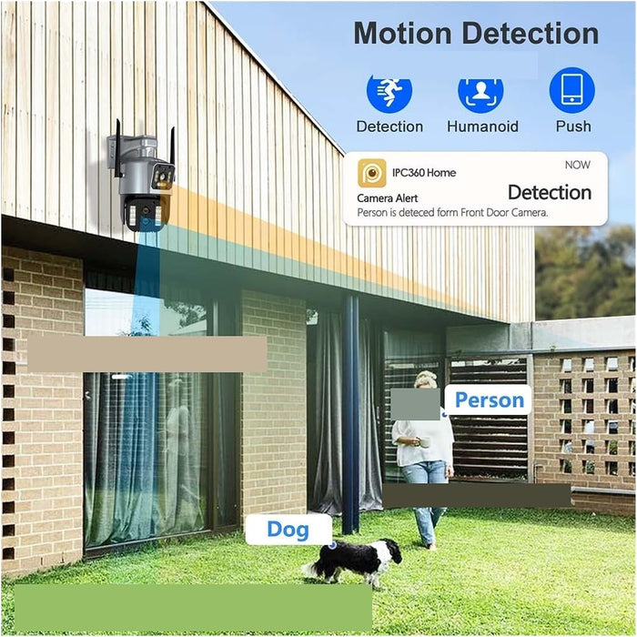 4MP Wifi Camera Three Dual Lens 10X Zoom Security Protection Video Surveillance Auto Tracking - Battery Mate