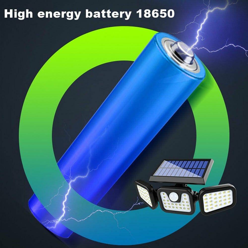 74 LED 3 Head Garden Solar Lights Outdoor Fence Security Motion Sensor Lamp AU - Battery Mate