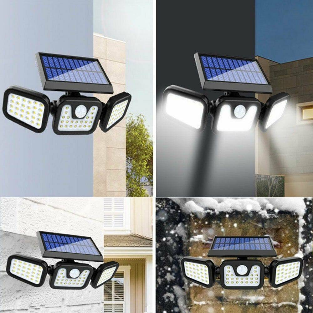 74 LED 3 Head Garden Solar Lights Outdoor Fence Security Motion Sensor Lamp AU - Battery Mate
